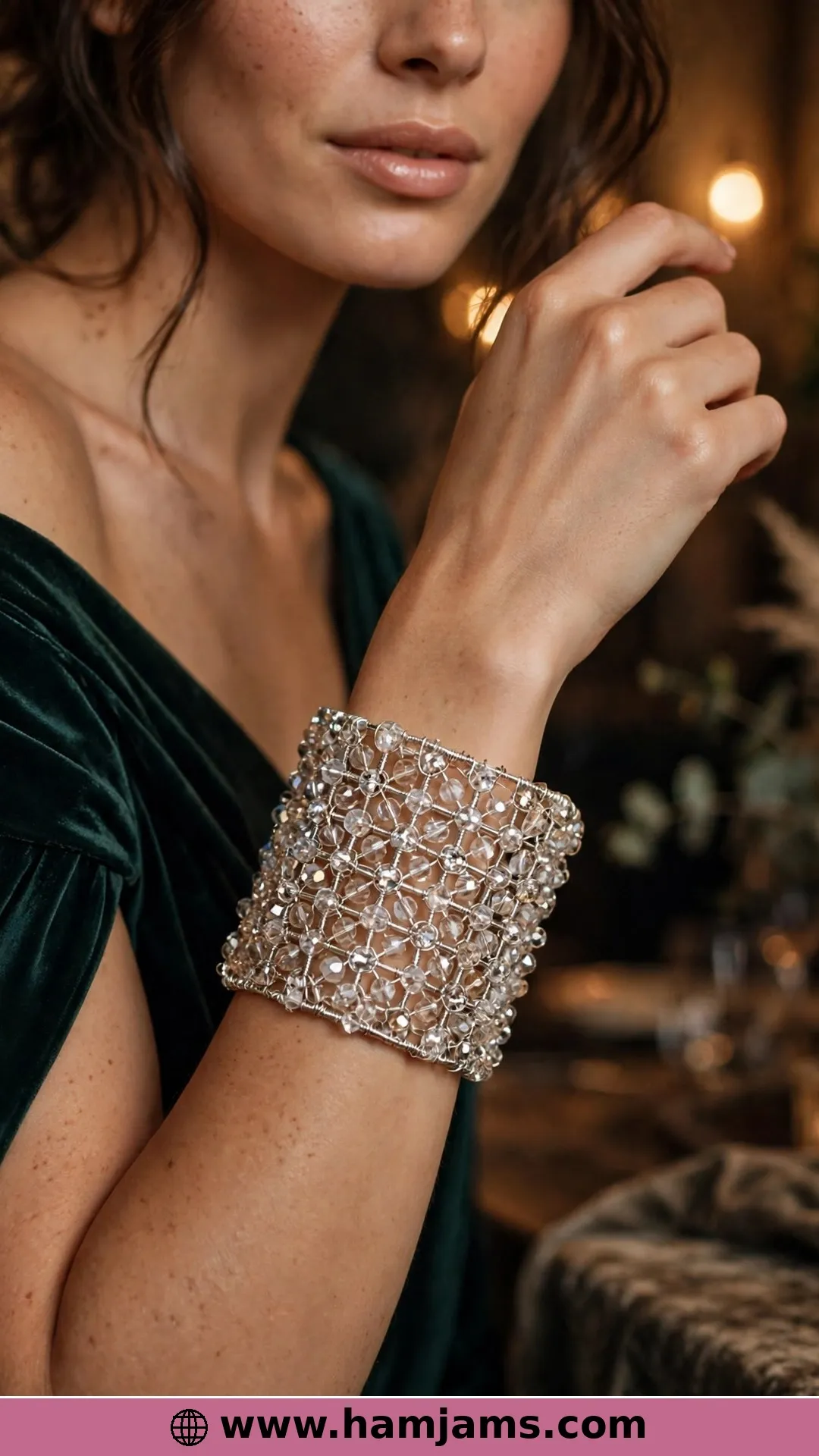 Crystal Beads in Tunisian Wirework