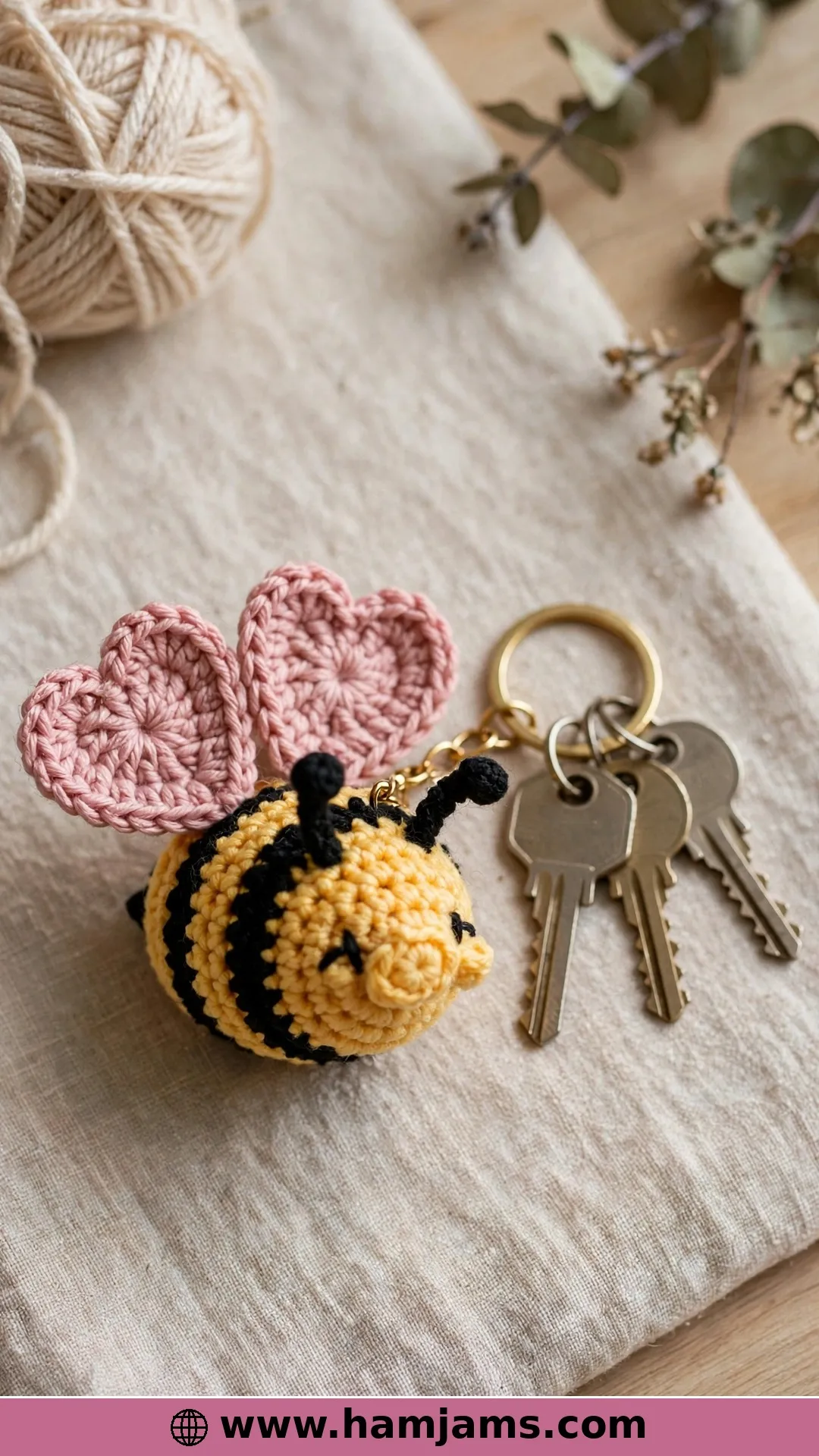 A Keychain Bee With Heart Wings