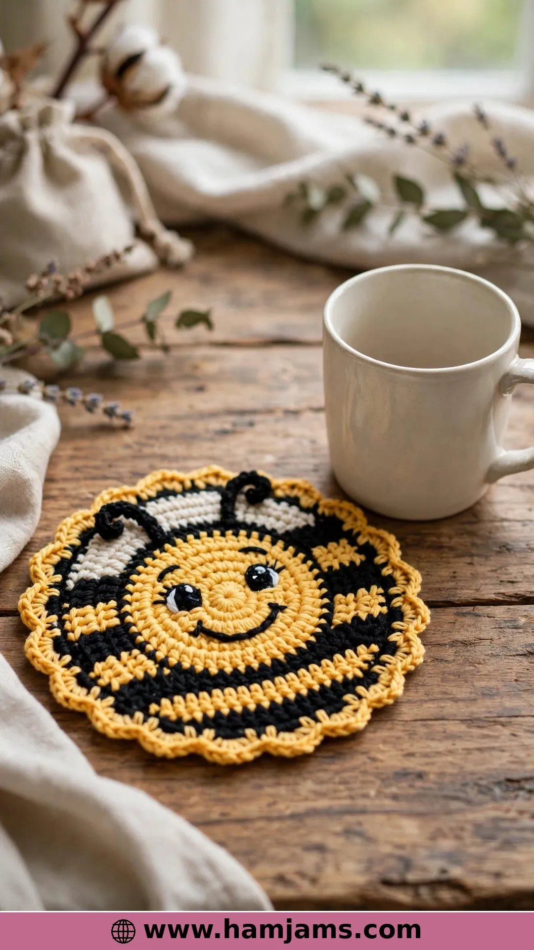 A Tapestry Bee Coaster for Coffee Time