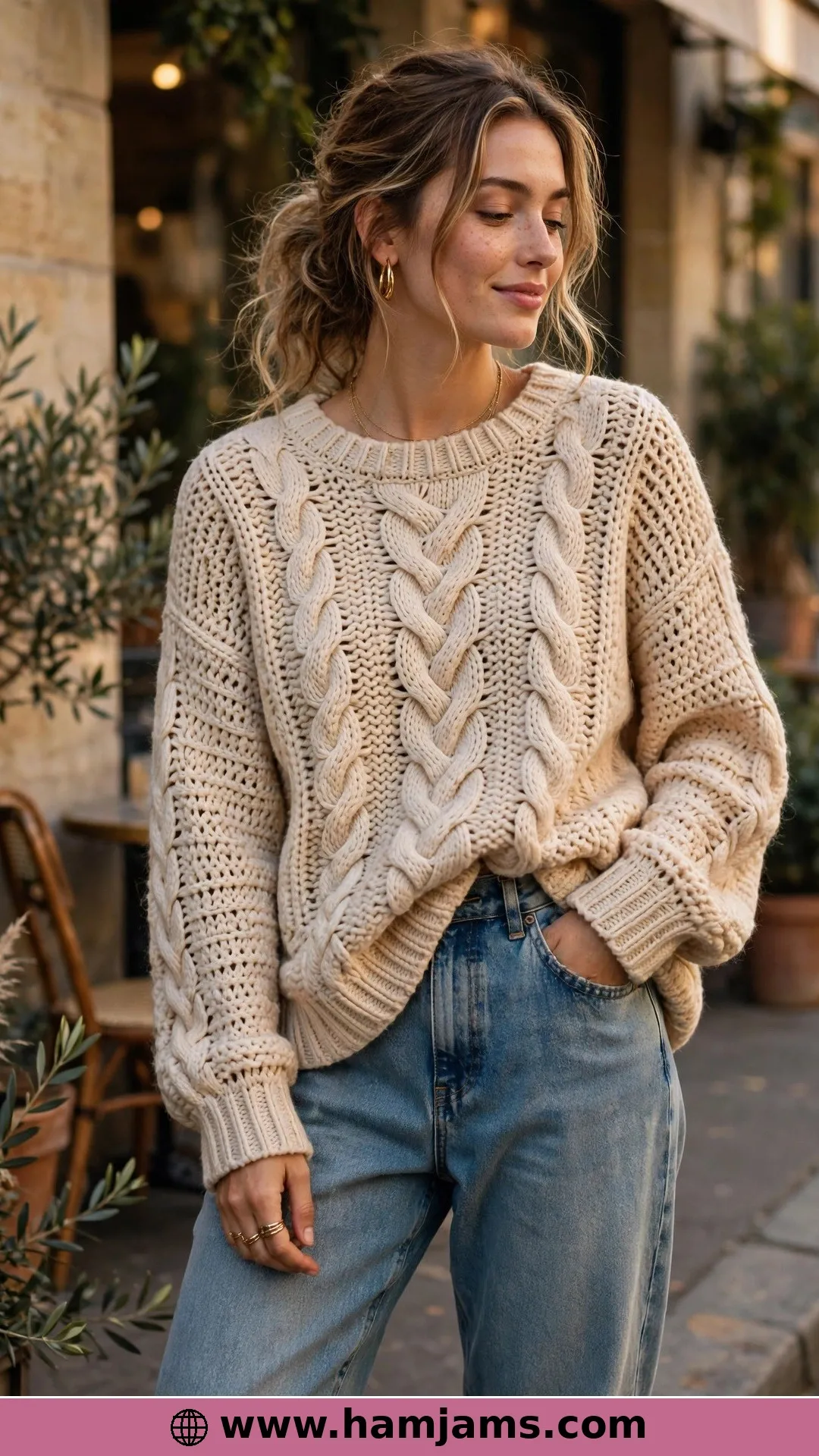 The Braided-Look Boyfriend Sweater