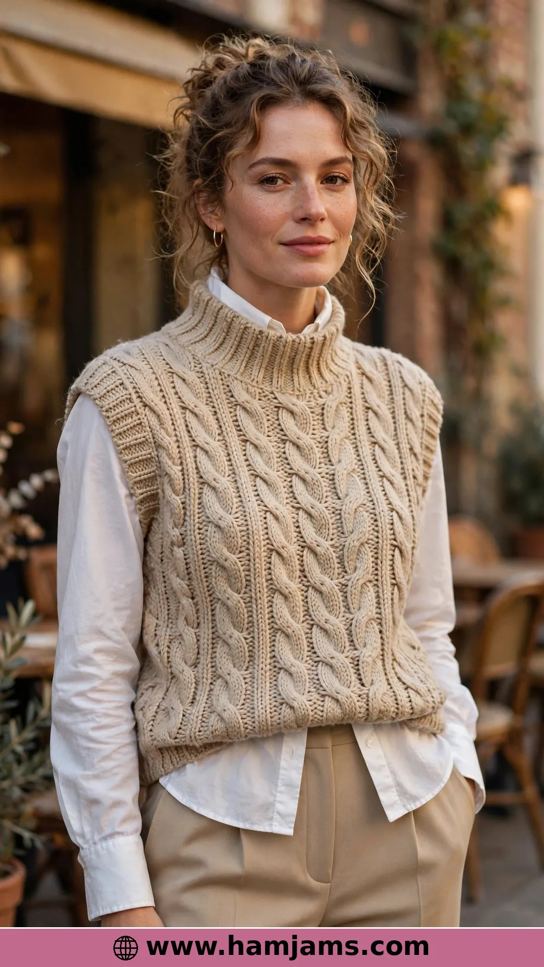 The Sleeveless Turtleneck Cable Sweater
