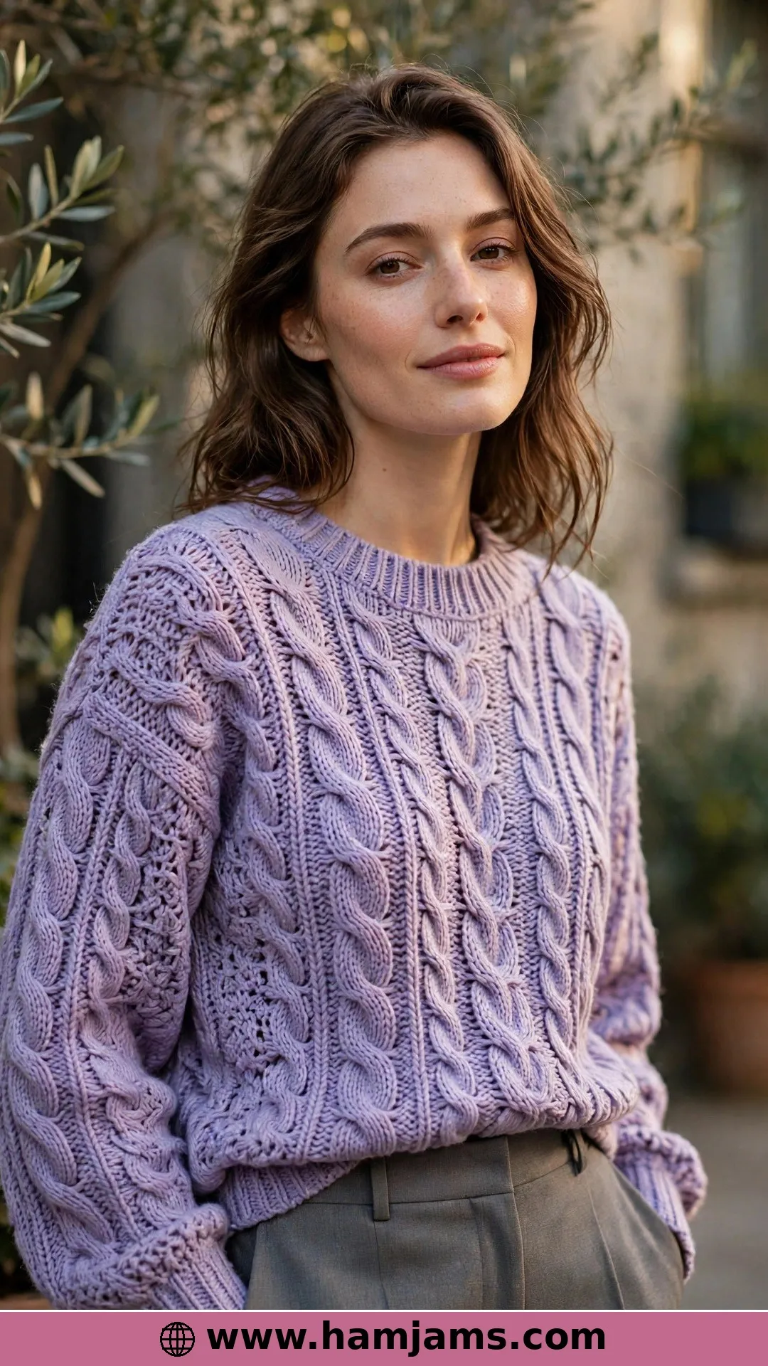 A Classic Cable in a Lilac Merino Blend