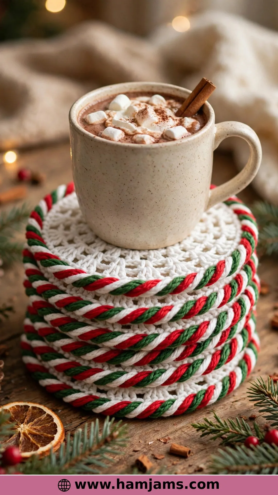 Coasters With a Candy Cane Border
