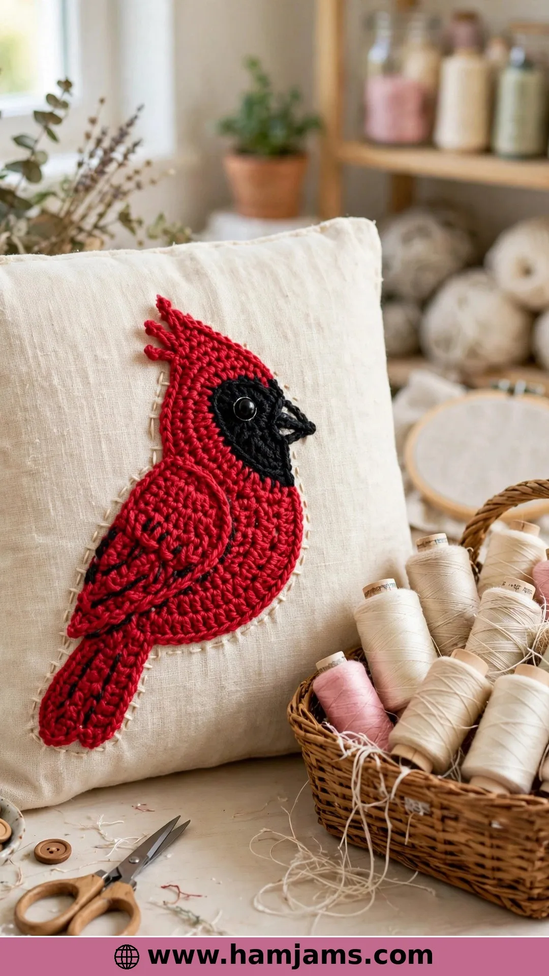 A Classic Cardinal Appliqué in Three Sizes