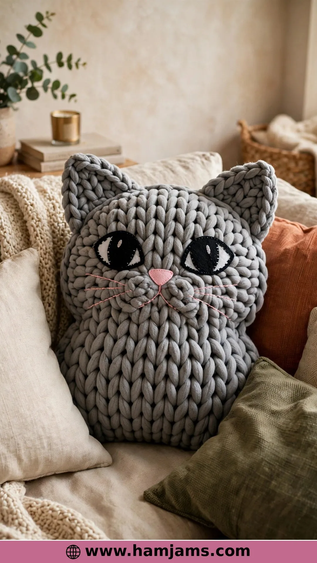 The Giant Kitty Pillow in Blanket Yarn