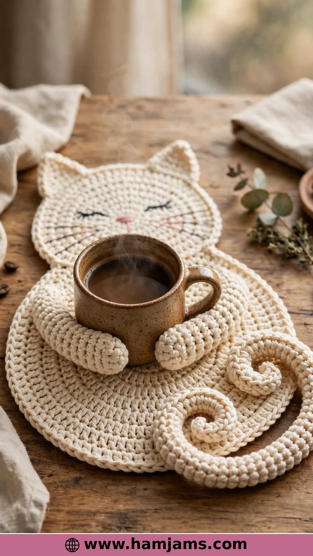 One-Piece Cat Coasters With Long Tails