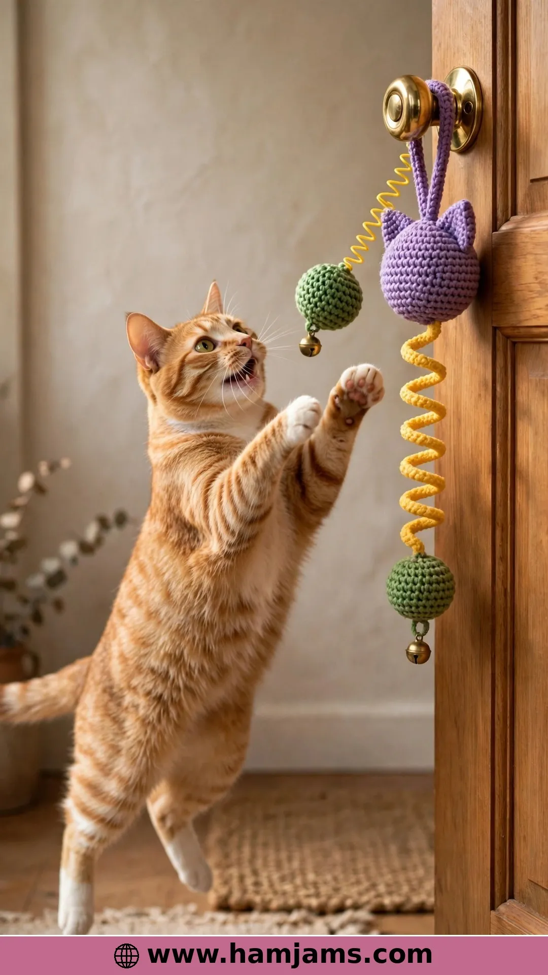 Door Hanger Bouncy Cat Toy with a Jingle Bell