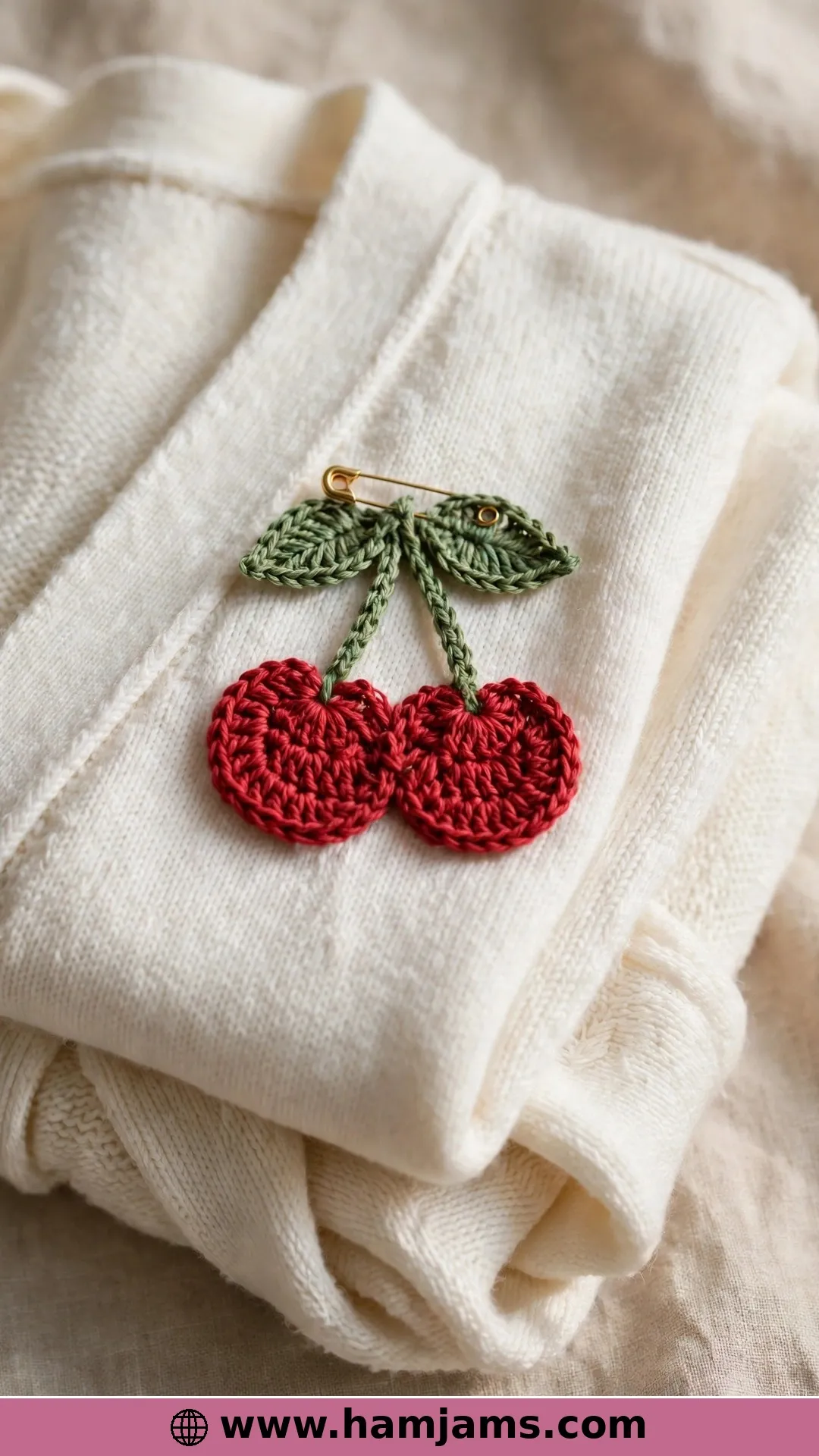 A Delicate Cherry Appliqué in Fine Thread