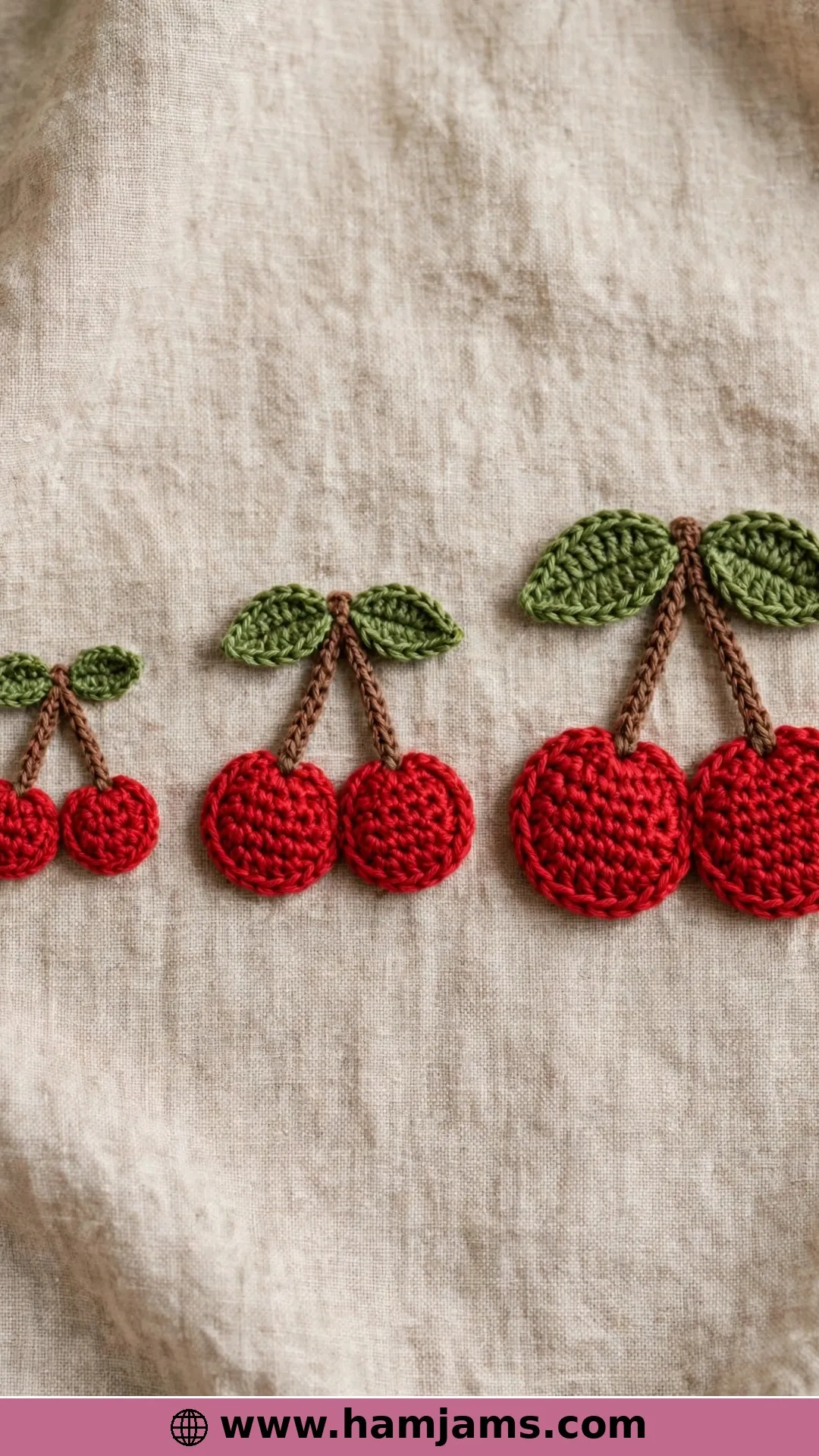 Flat Cherries Worked in Rows, Three Sizes