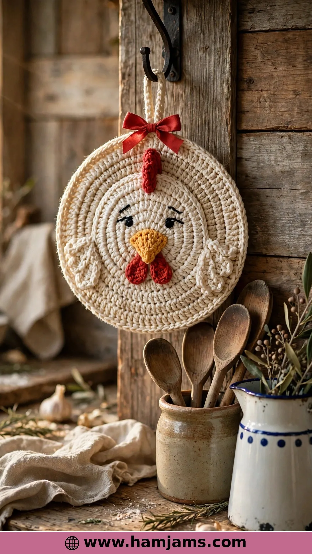 The Farmhouse Hen With a Little Red Bow