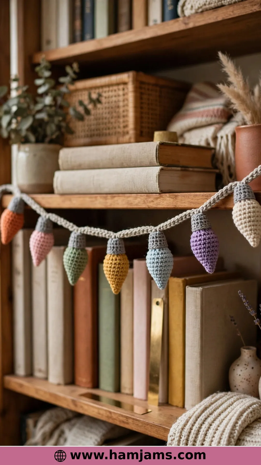 Pointed Scrap-Yarn Lights on an I-Cord