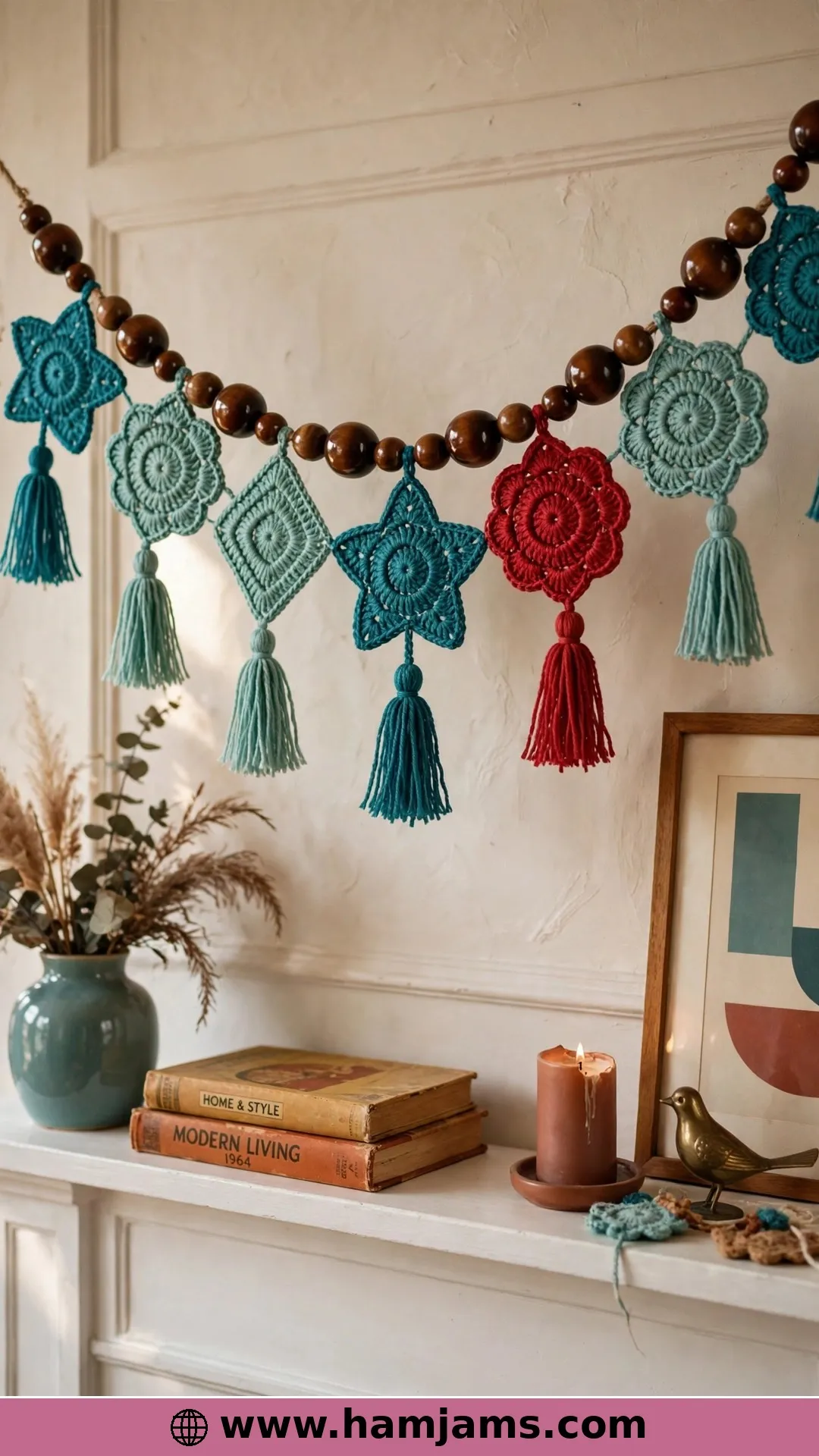 Retro Baubles With Painted Wooden Beads