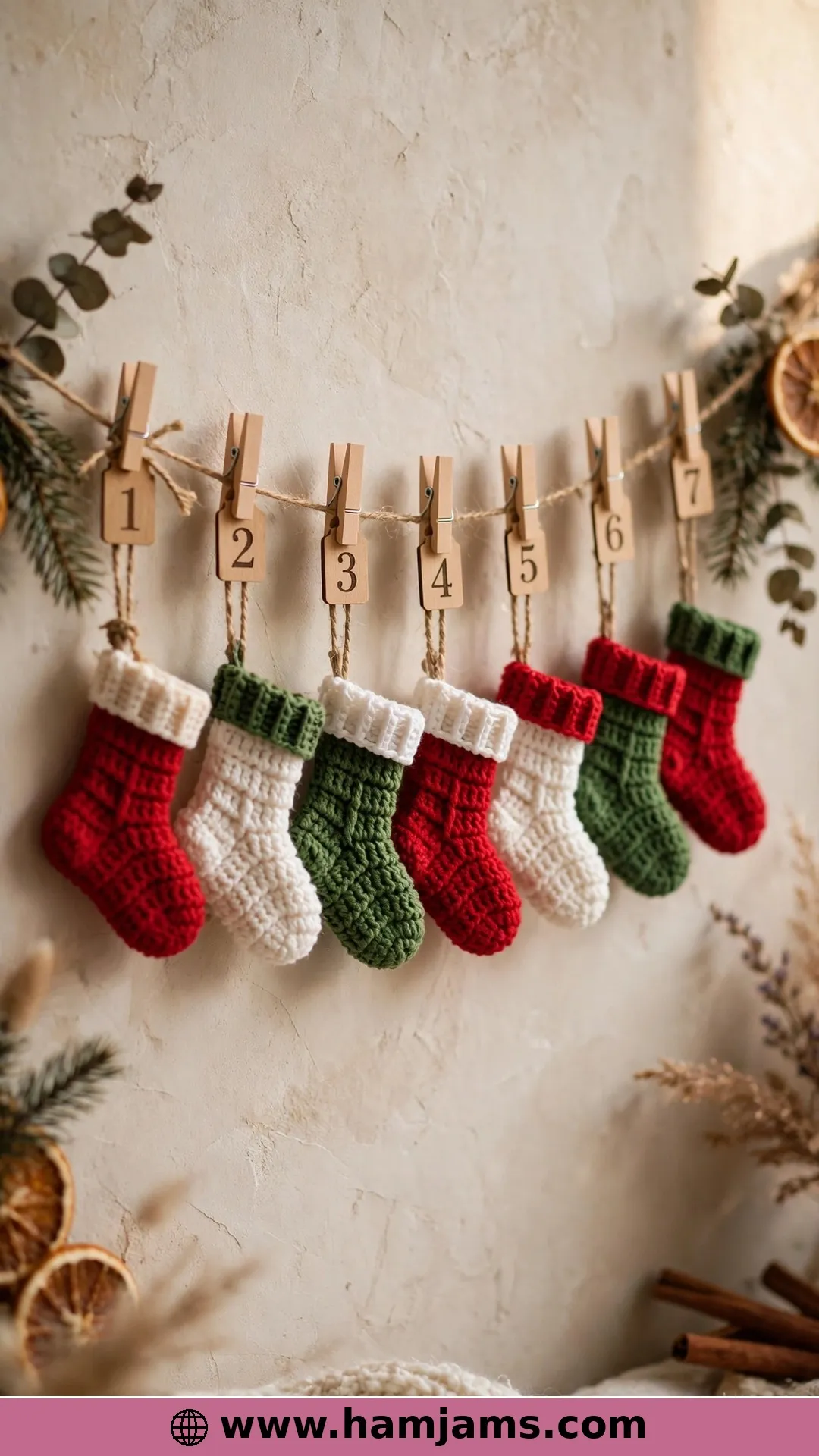 Mini Stockings for a Countdown Garland