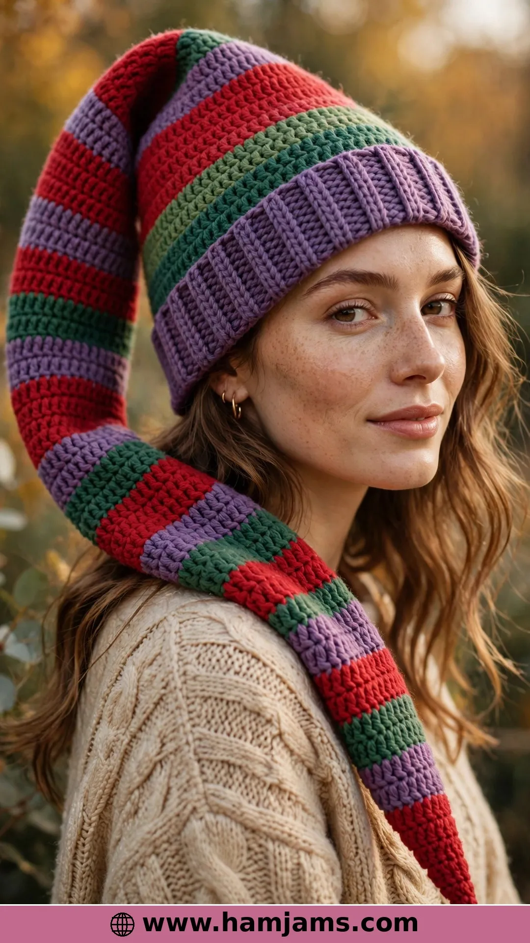 The Rainbow-Stripe Elf Stocking Hat in Nine Sizes