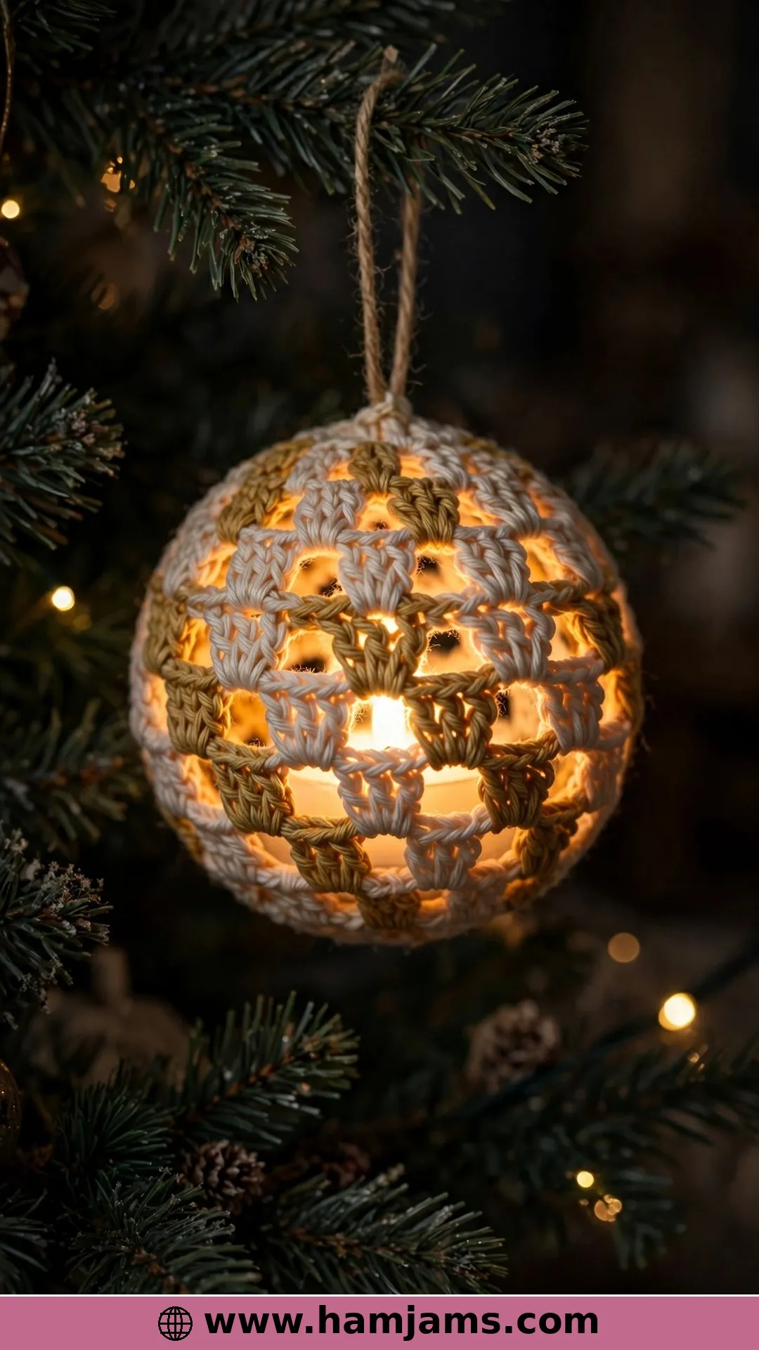 LED Light Granny Stitch Ornament Ball by Nicki's Homemade Crafts