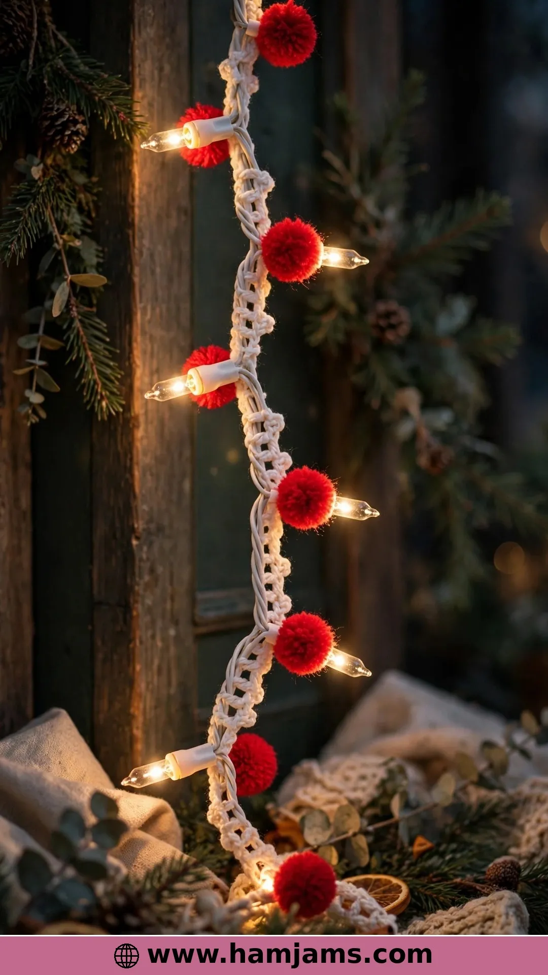 Crochet Pom Pom Lighted Garland by Sparkles of Sunshine