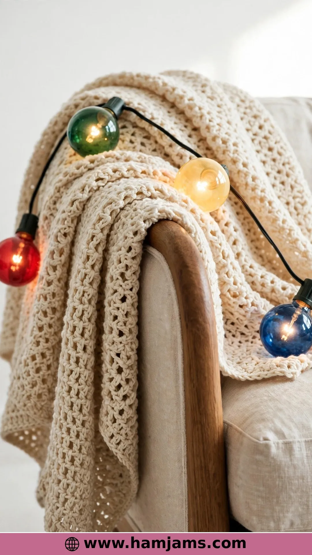 Christmas Lights String Blanket by Magic Yarn Pixels