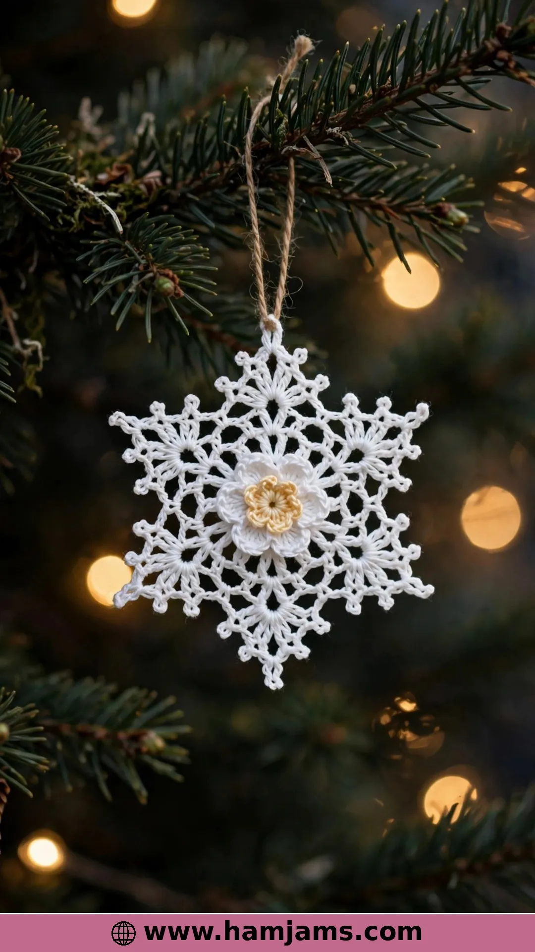 The Dainty Lace Snowflake With a Flower Heart