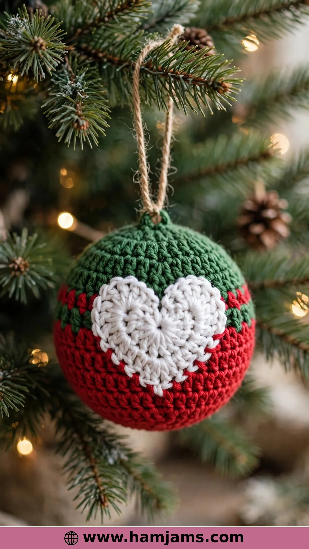 A Bauble With Hearts, Crocheted in Two Halves