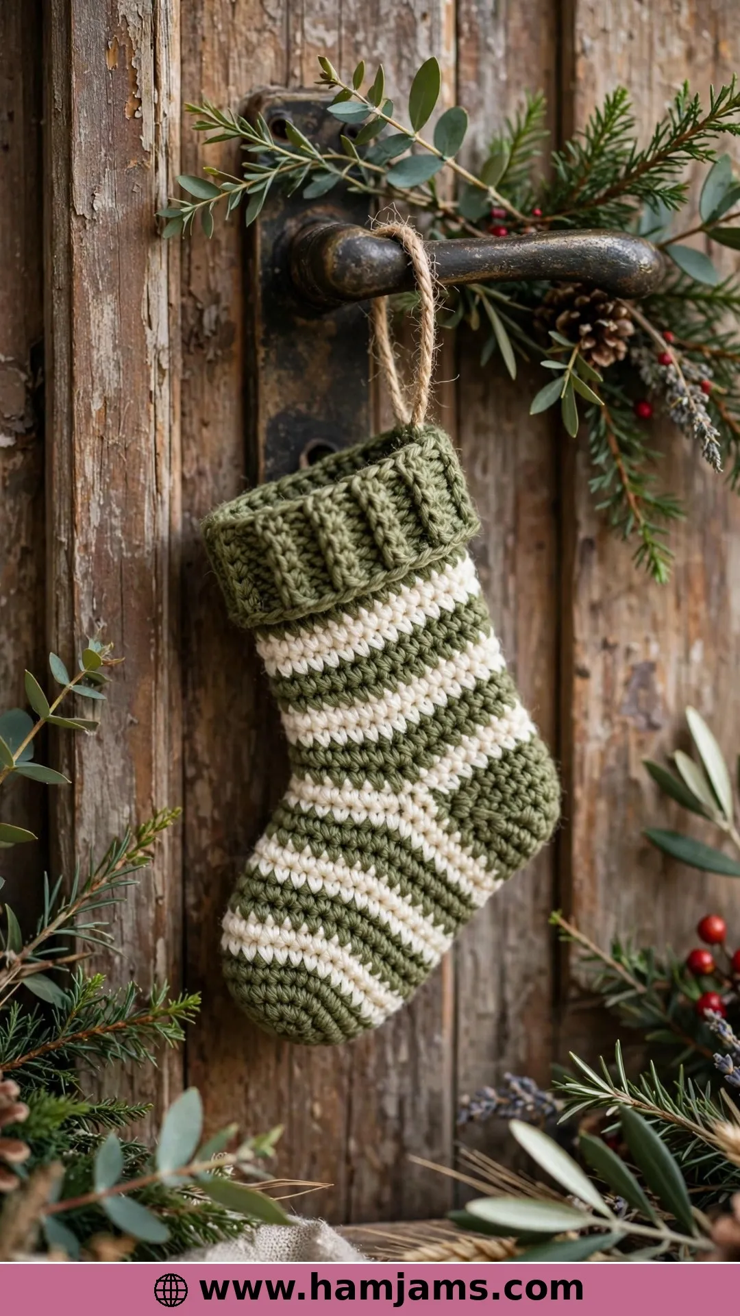 The Country Charm Stocking, Toe-Up and Striped