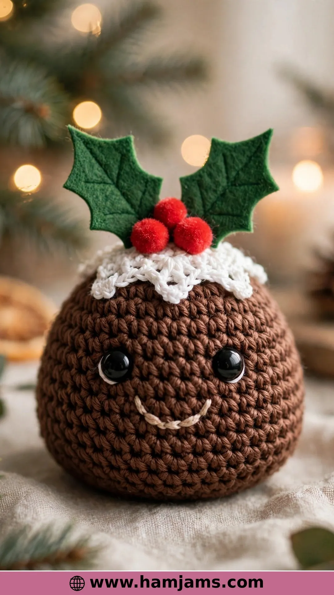 A Pocket-Sized Pudding With a Felt Holly Sprig