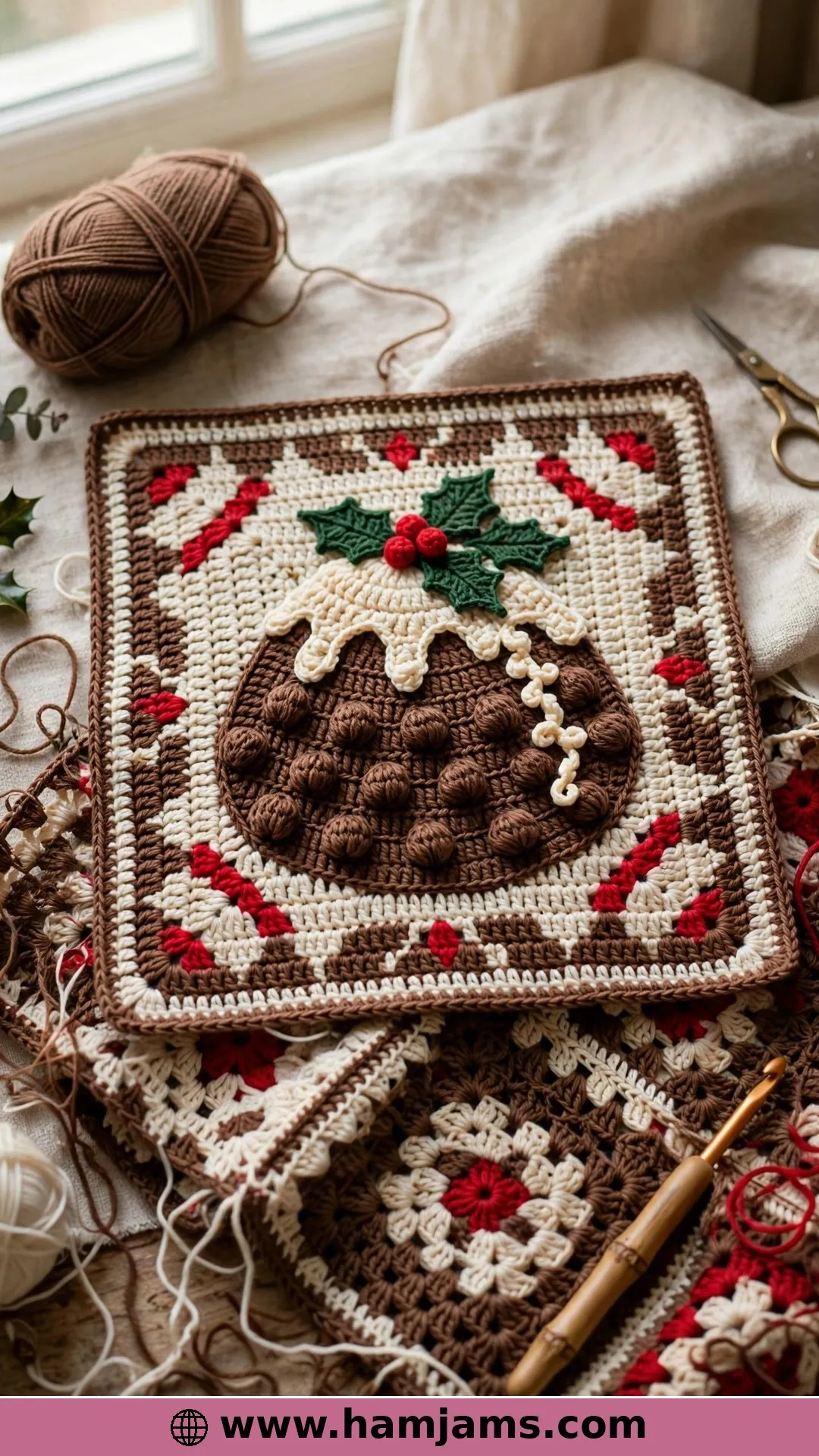 A Mosaic Pudding Motif for Blankets and Cushions