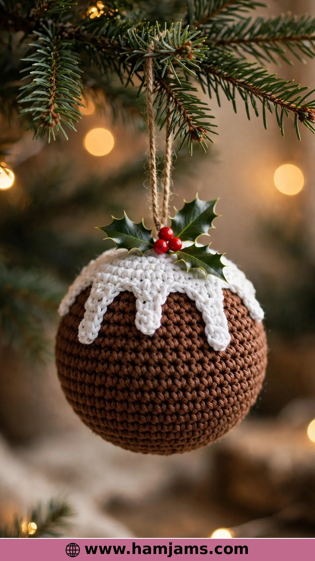 A Pudding Bauble You Crochet Around the Ball