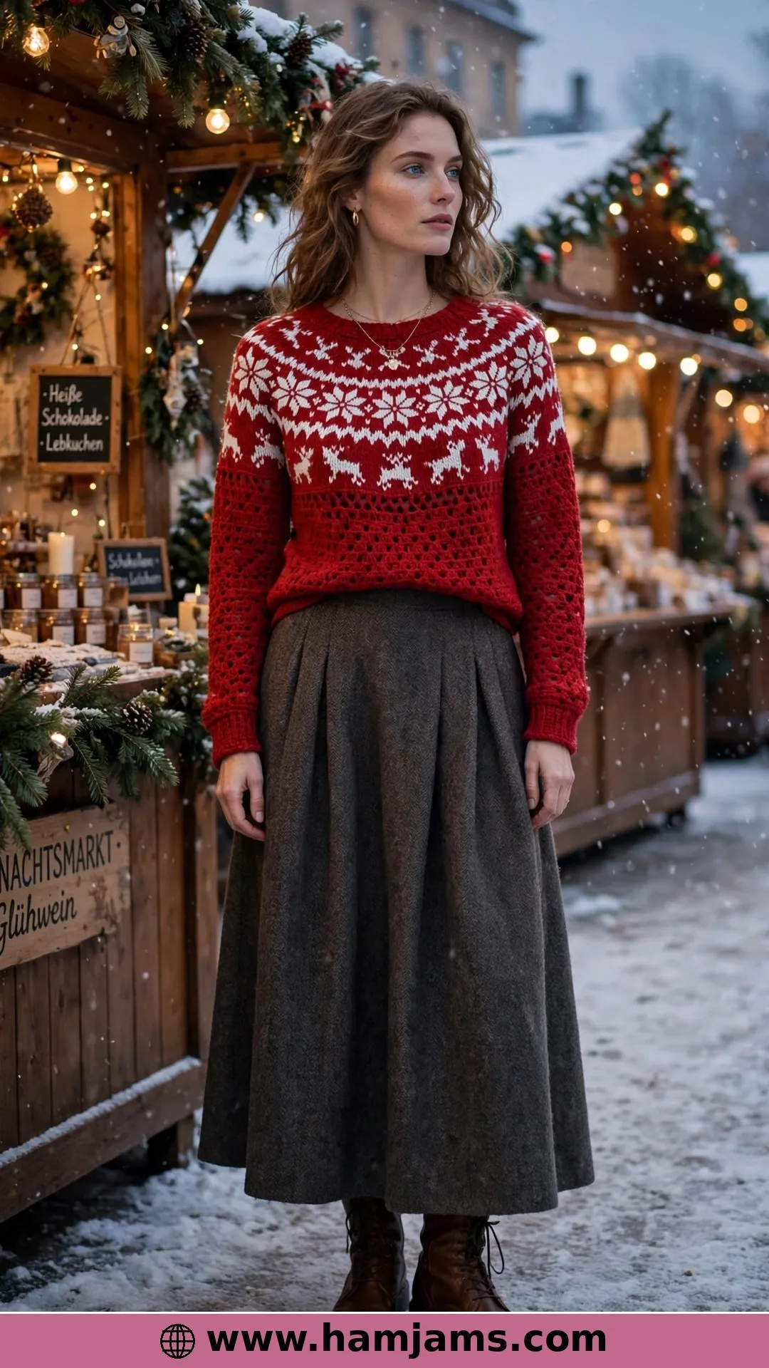 A Fair-Isle Yoke in Classic Red and White