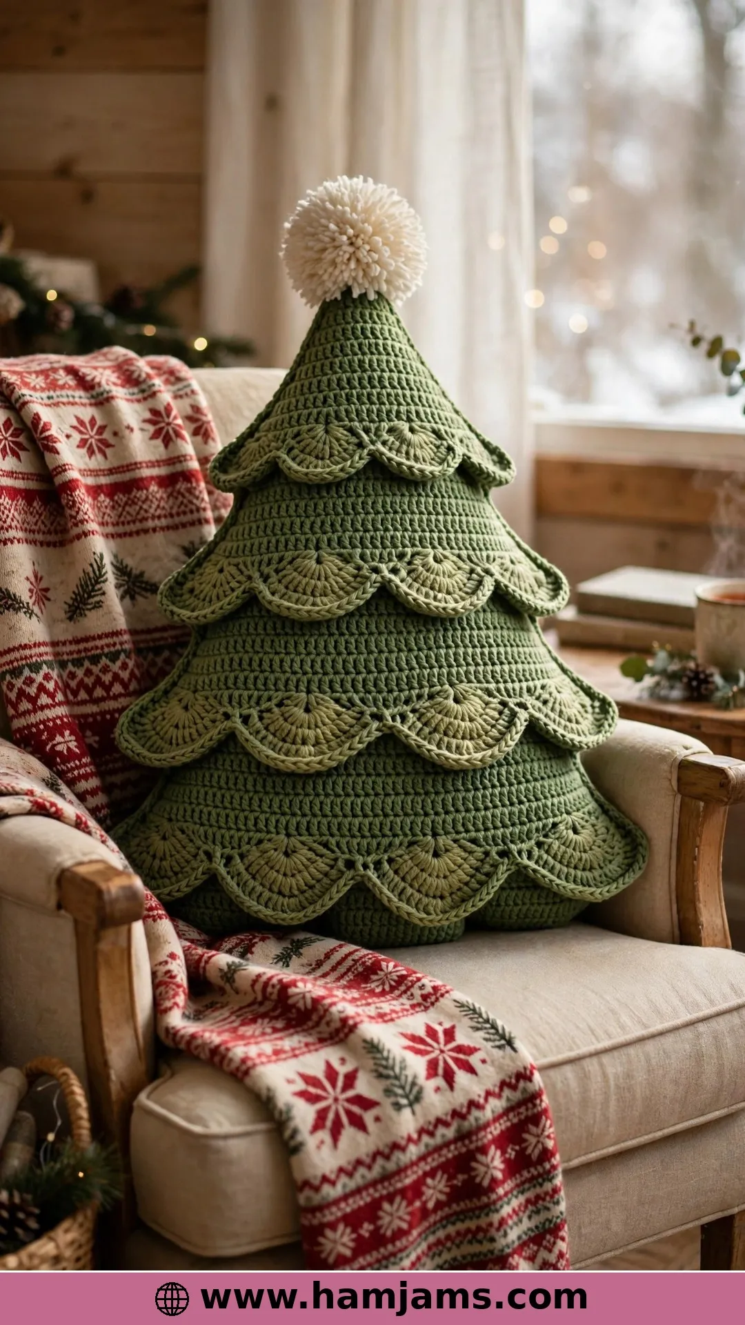 The Tree-Shaped Pillow With a Pom-Pom on Top
