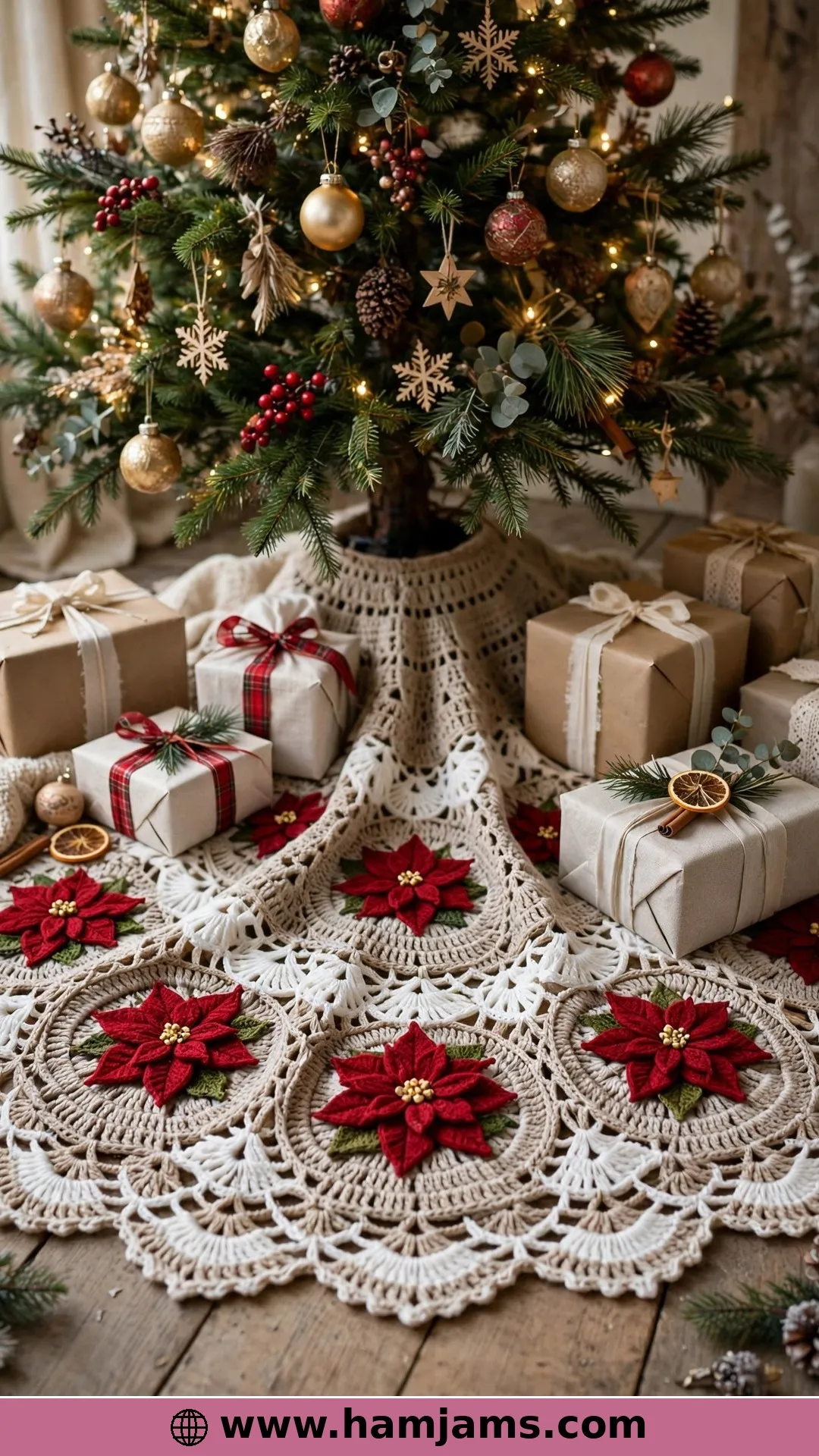 Poinsettia Appliqués and Tiny Jingle Bells