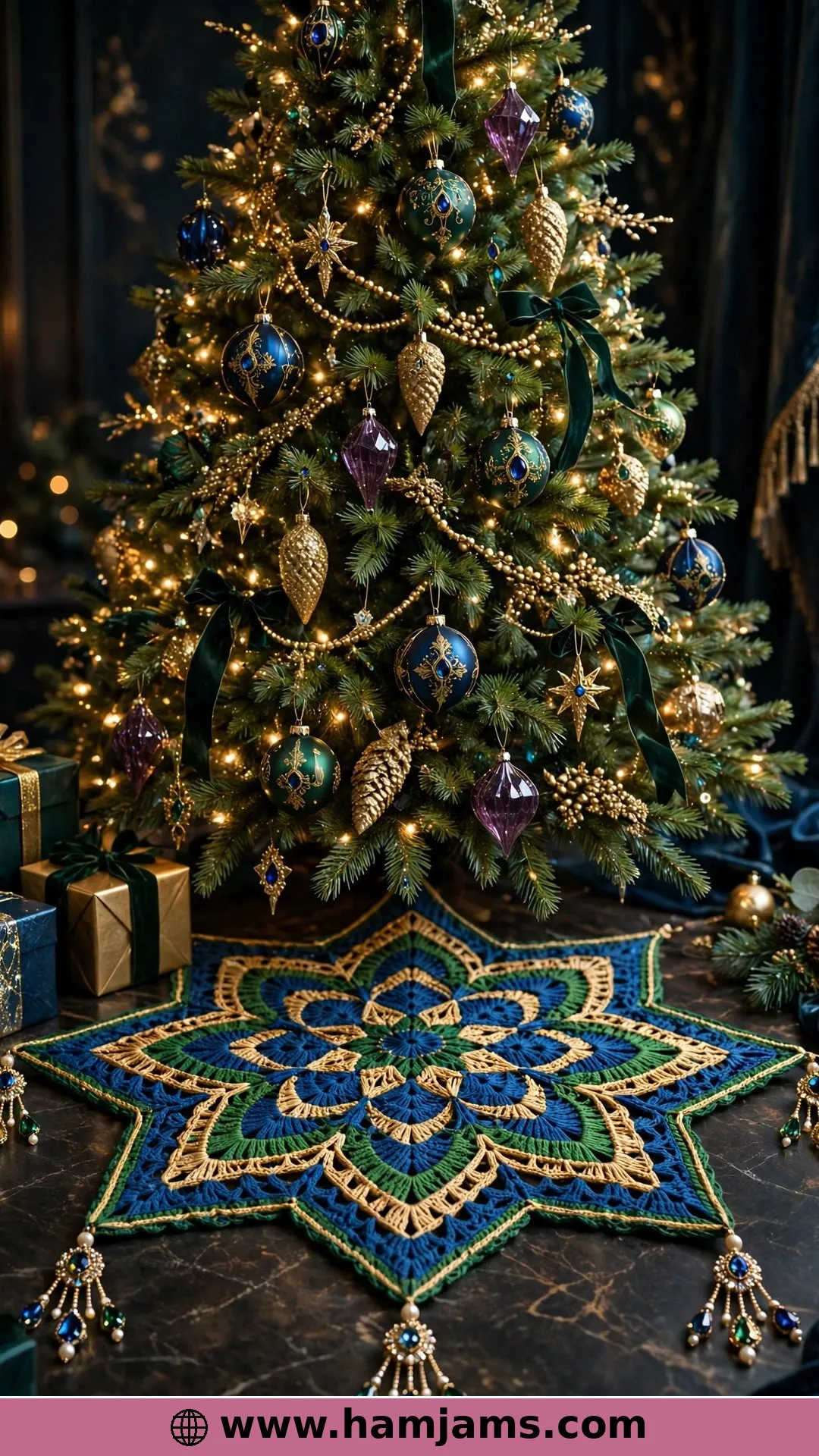 A Peacock-Coloured Star With Jeweled Tassels