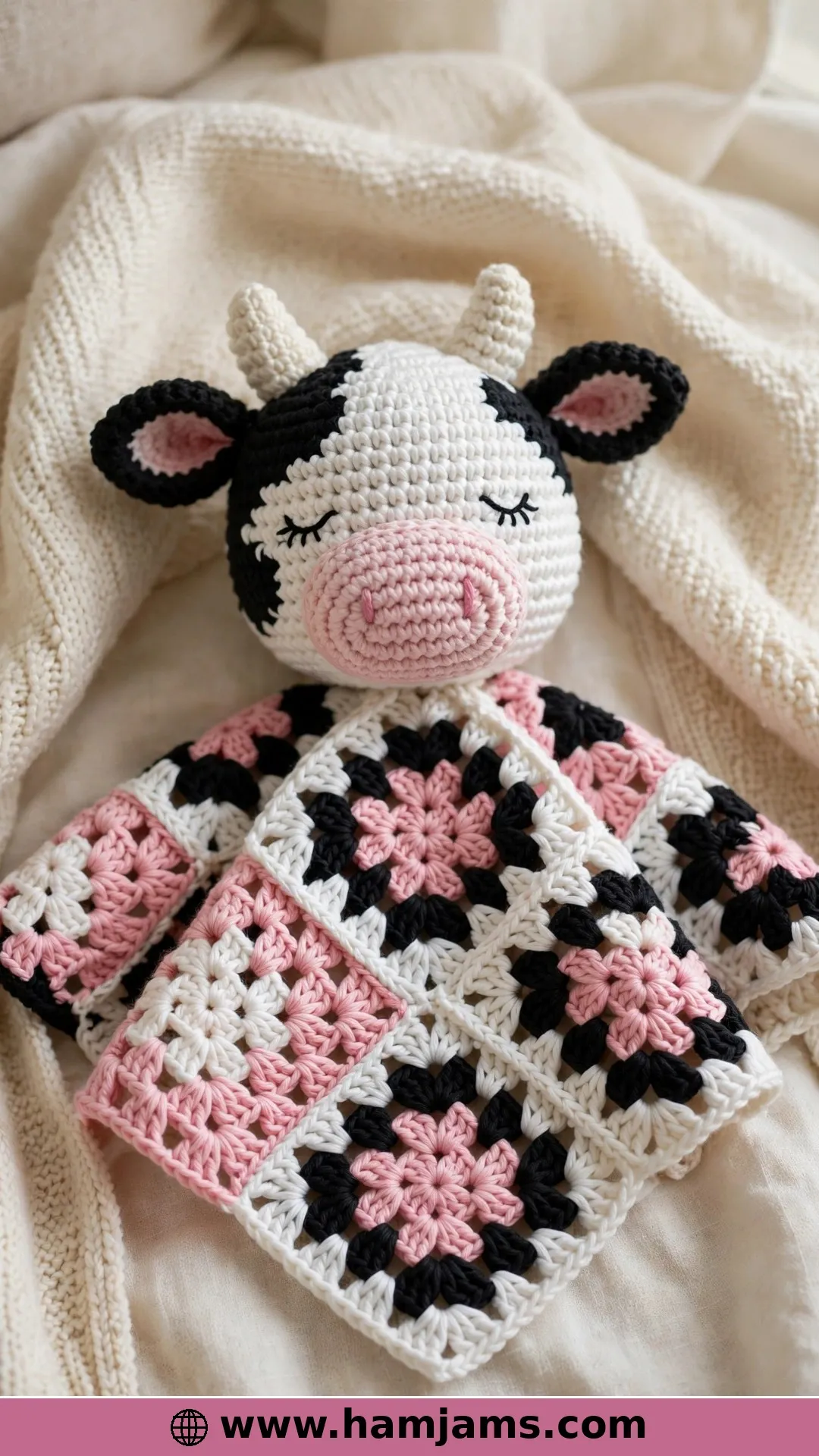 The Cow Lovey With a Granny Square Blanket
