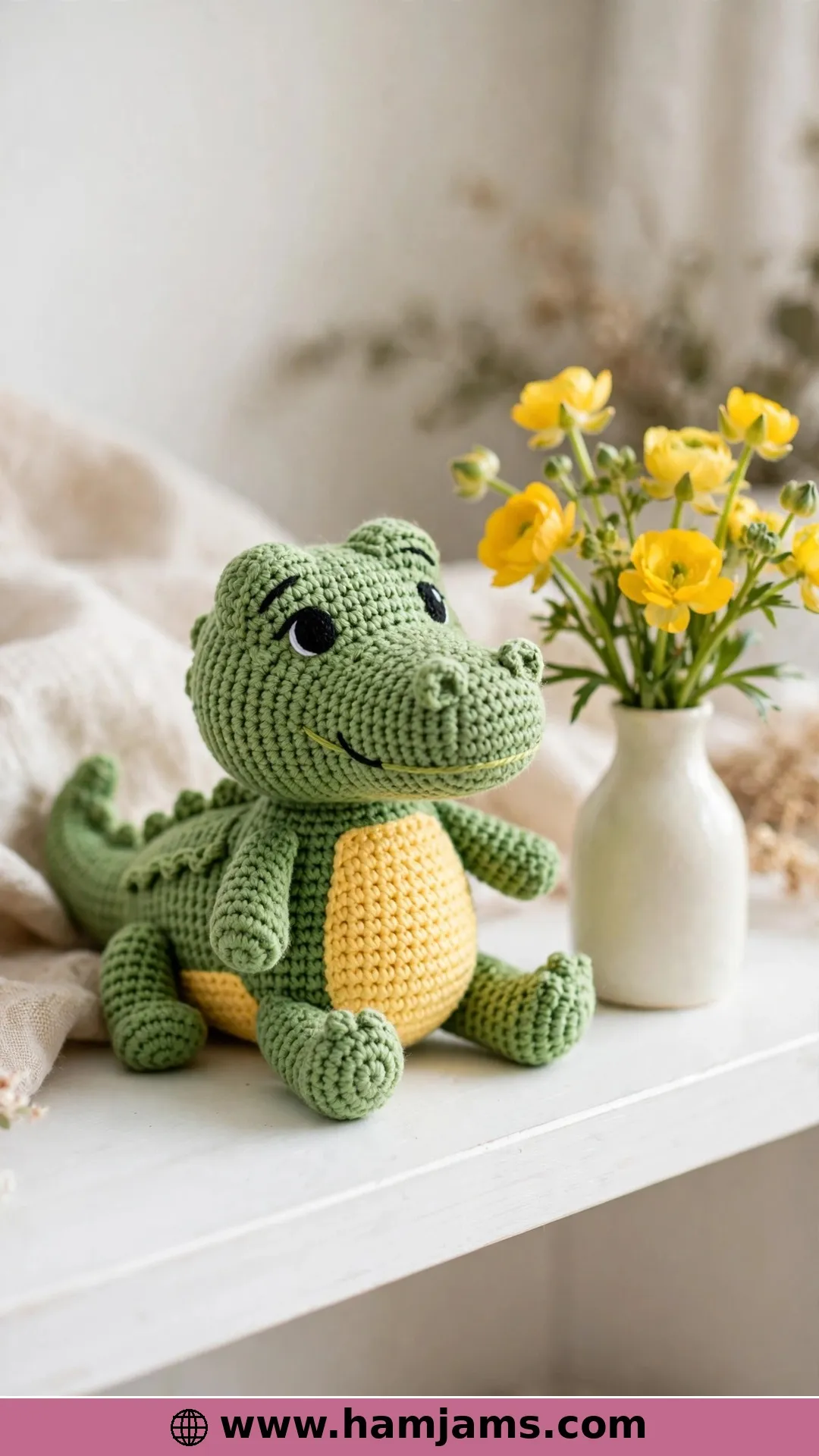 A Puff-Stitch Alligator With a Sunny Yellow Belly