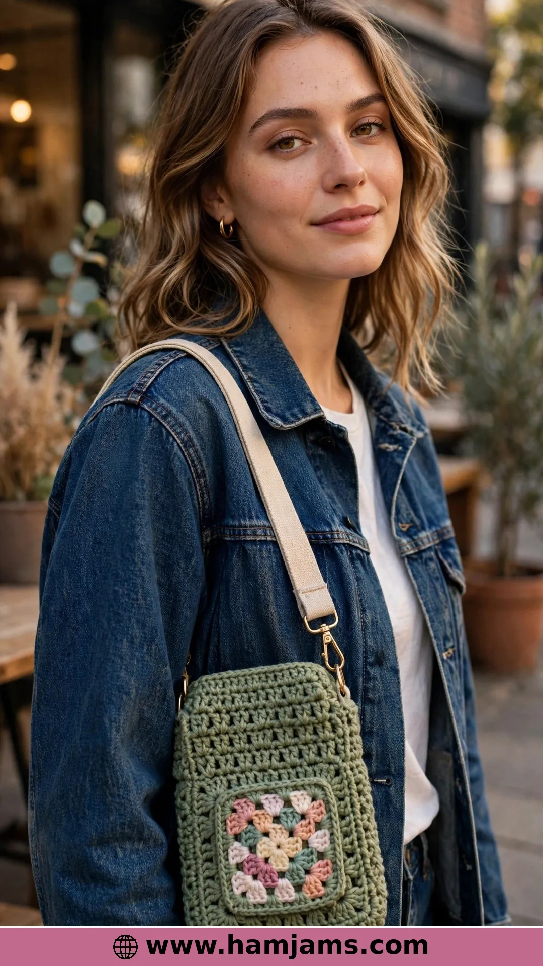 Moss Stitch with a Detachable Strap and Card Pocket