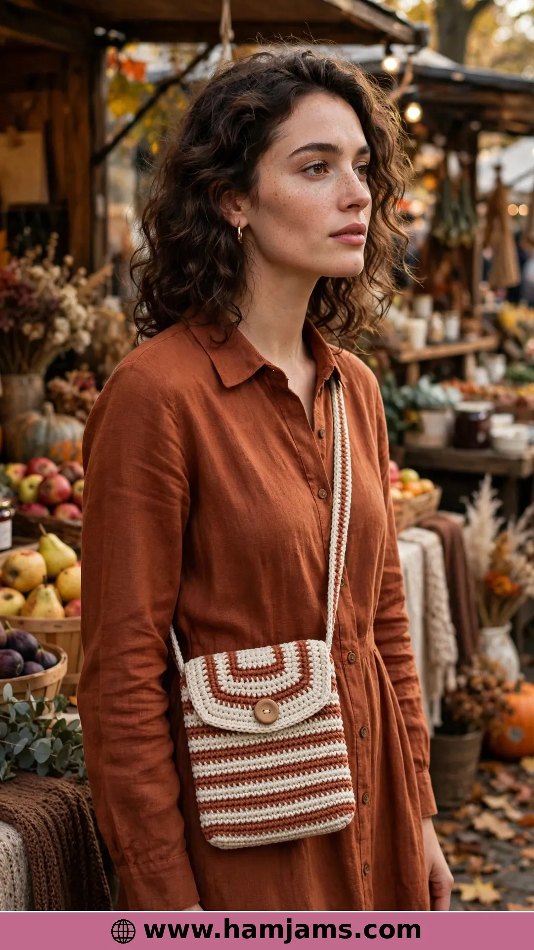 Terracotta Stripes and a Real Wooden Button