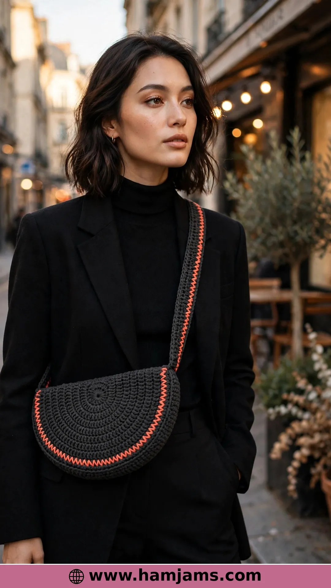 The Half-Moon Bag With Contrast Stitching