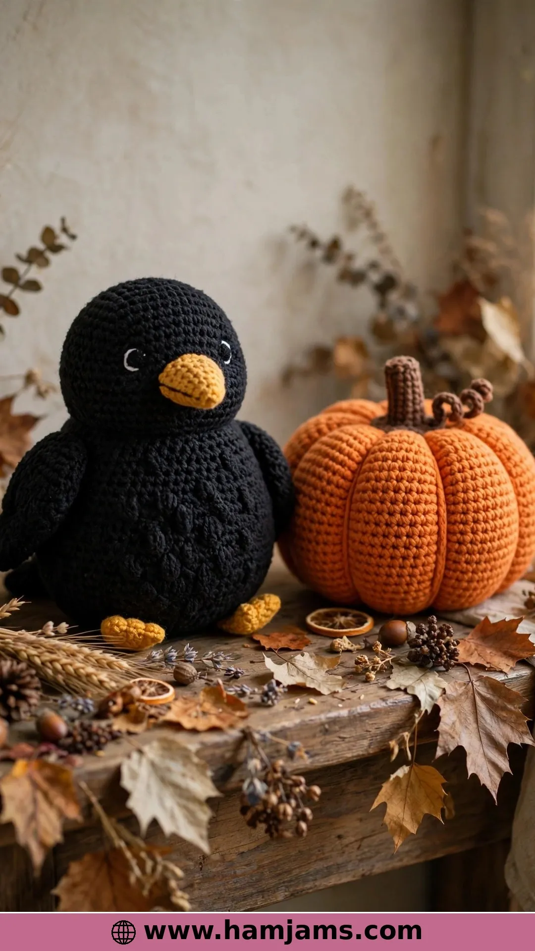 A Crow and His Pumpkin for Autumn Shelves