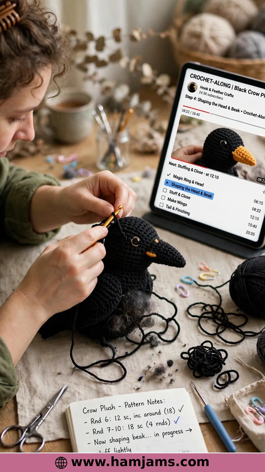 A Full Crow Tutorial You Can Crochet Along With (Video)