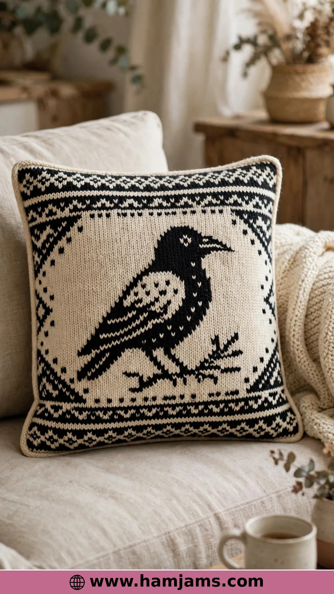 A Sitting Crow Chart for Filet and Colourwork