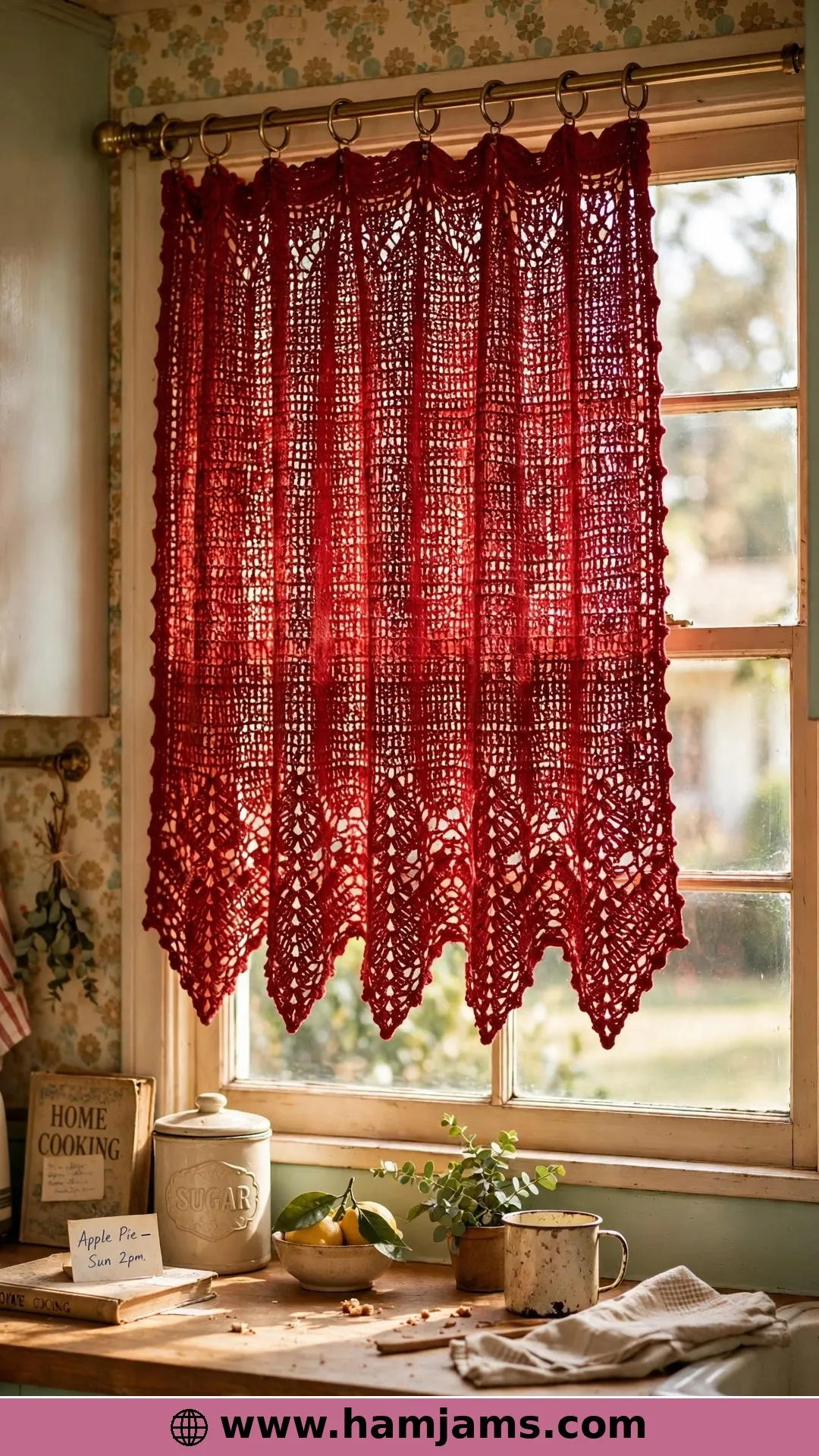 A Vintage Café Curtain With a Pointed Hem