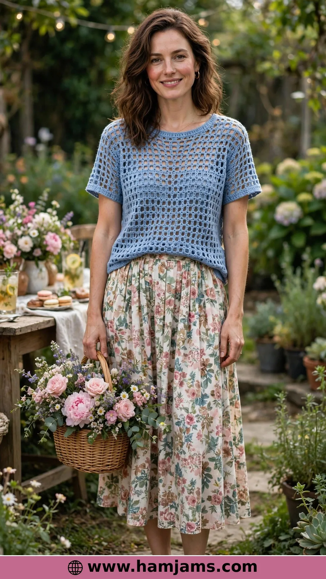 The Rustic Summer Tee with the Garden-Trellis Stitch