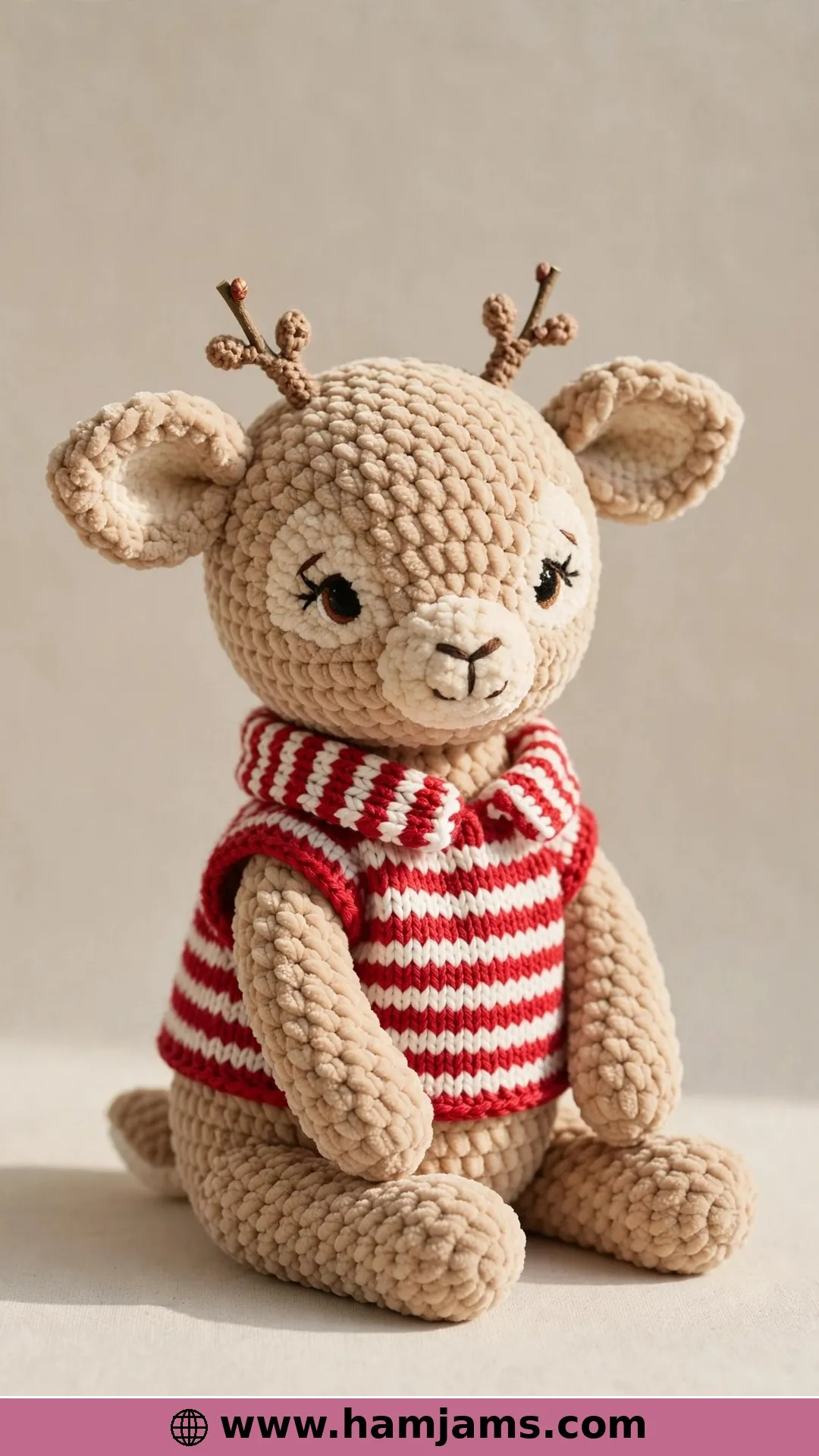 A Fawn in a Striped Sweater