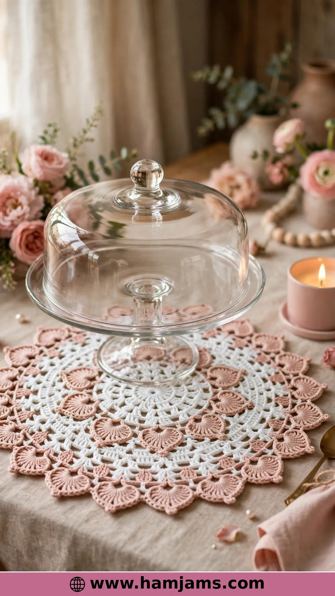 Twenty-Four Little Hearts in a Textured Two-Tone Doily