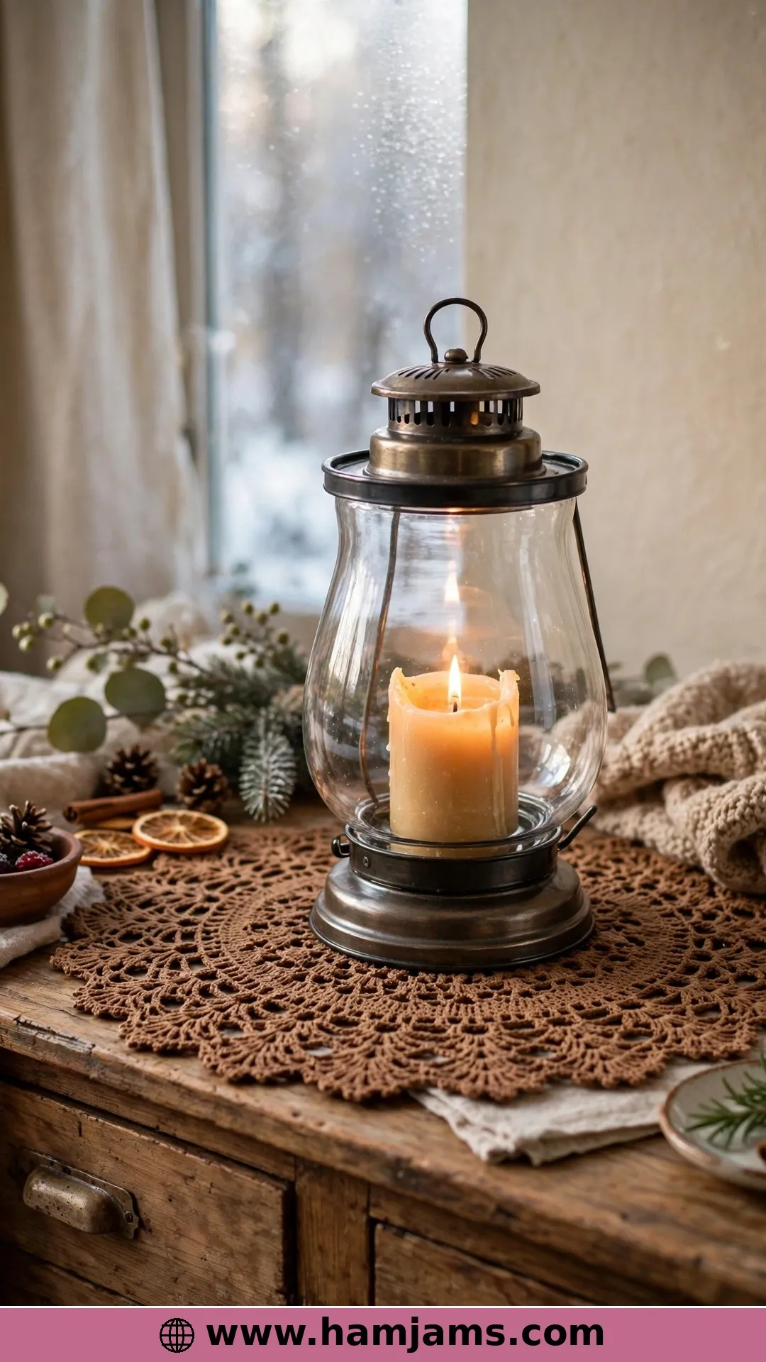 Winter Branches in Warm Brown Linen-Cotton