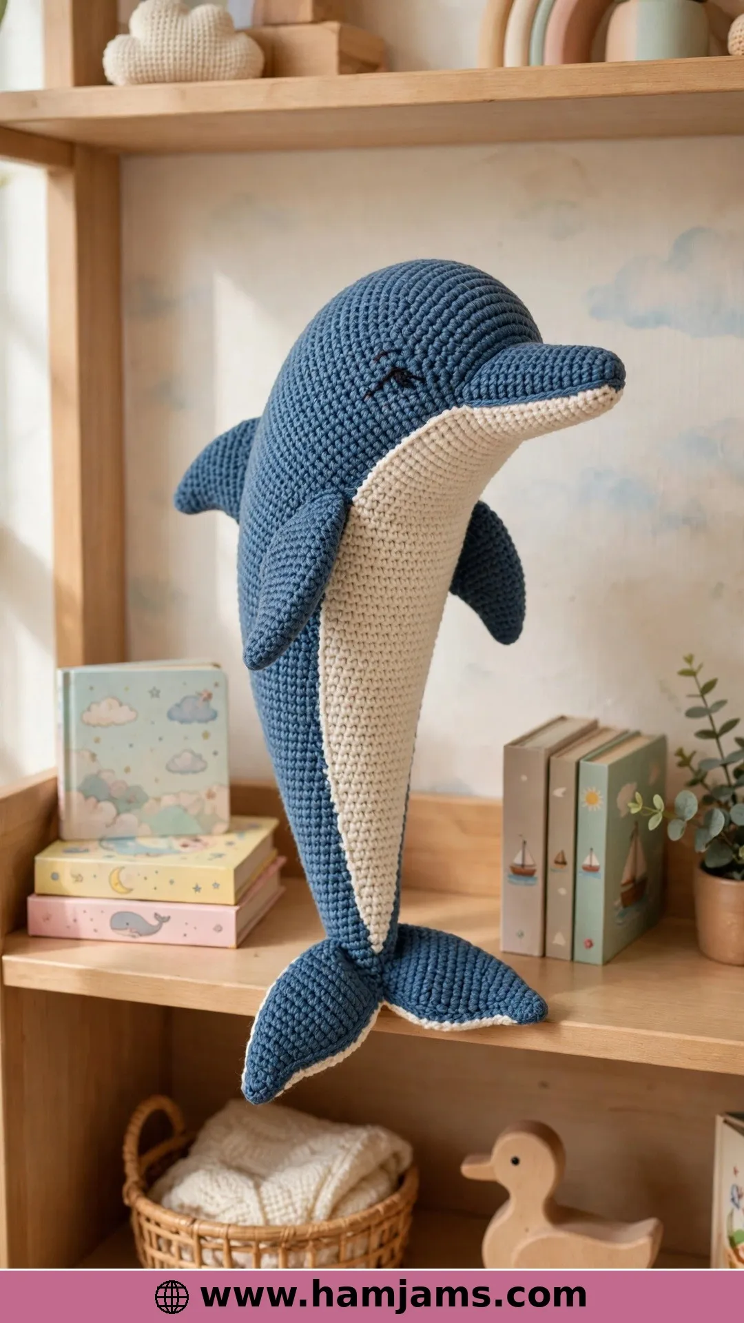 A Tall Standing Dolphin with a Cream Belly