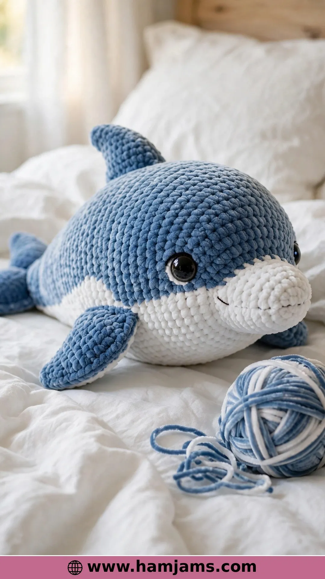 A Big Velvet Dolphin with a Felt Eye Detail