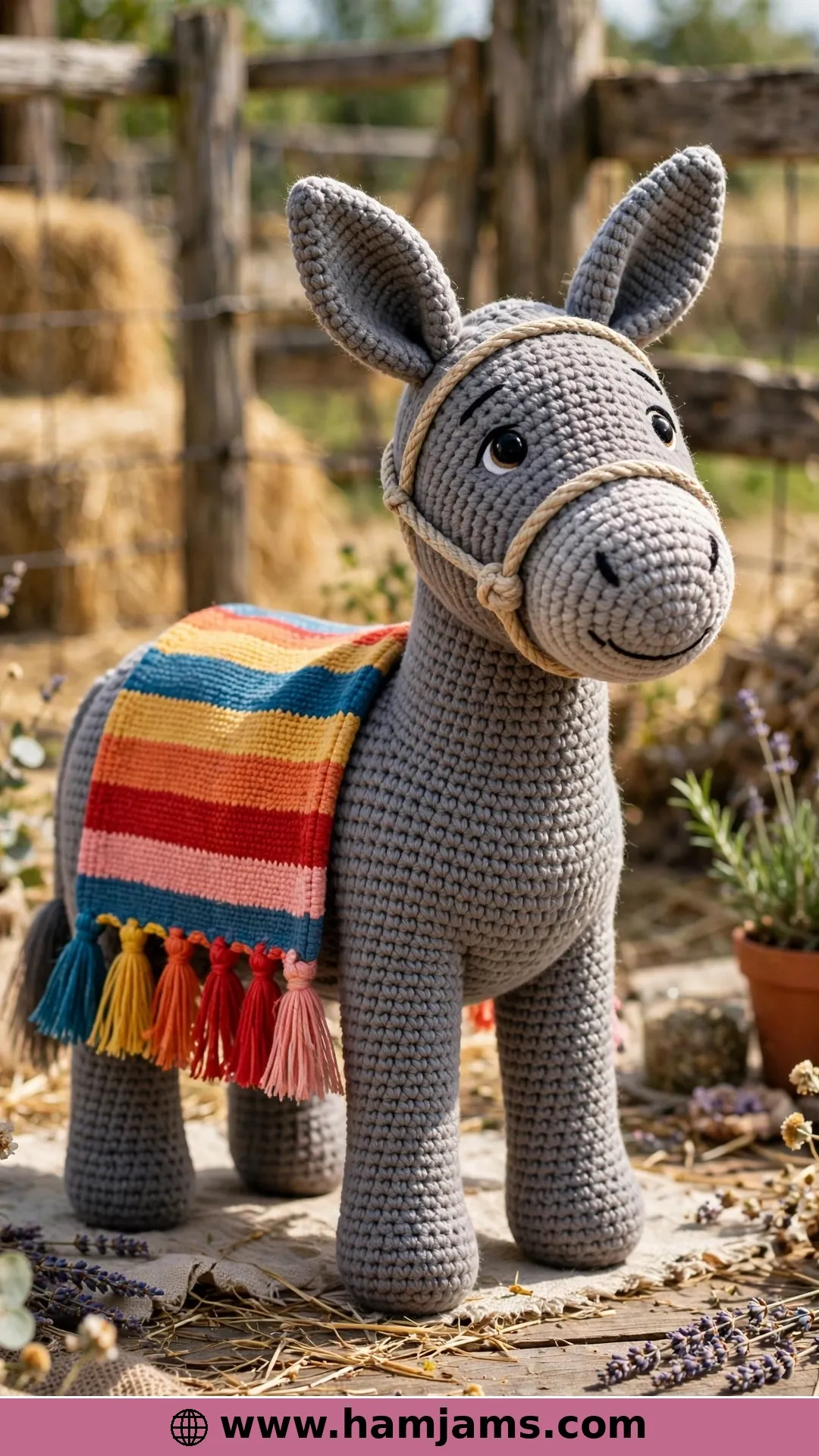 The Donkey With a Saddle Blanket and Halter
