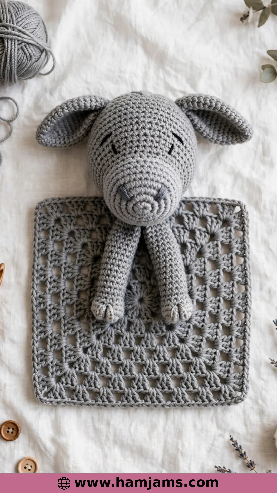 The Donkey Lovey With a Granny Square Blanket