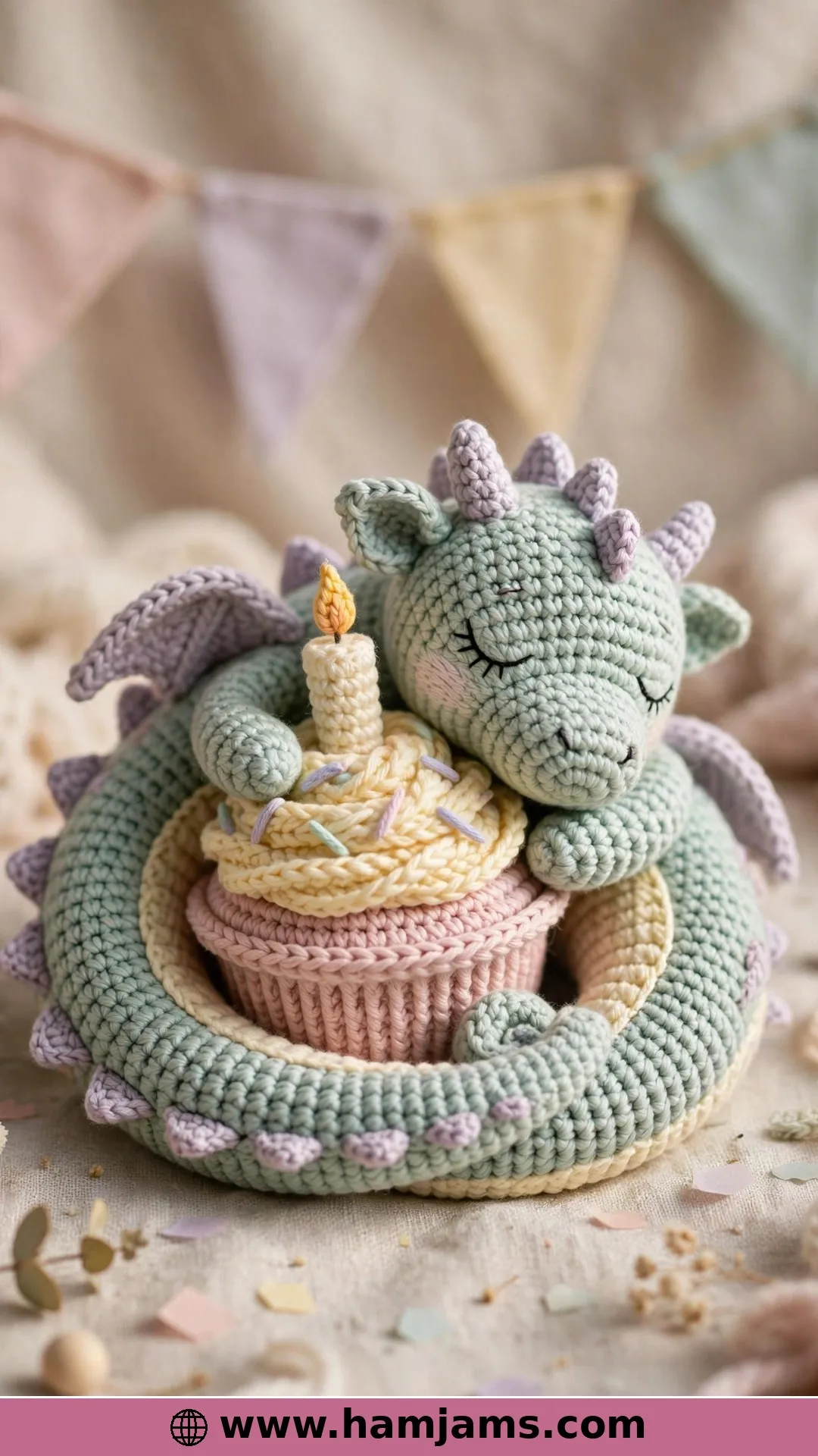 Wonder, a Birthday Dragon Curled Around a Cupcake