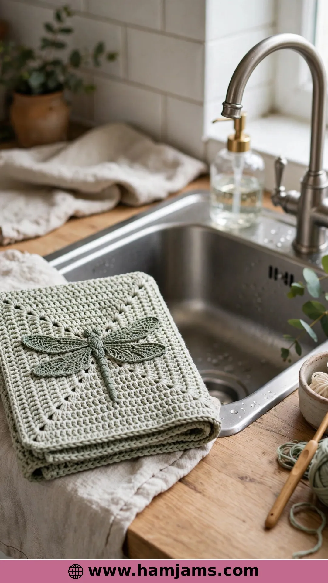 A Dishcloth with a Dragonfly in the Round